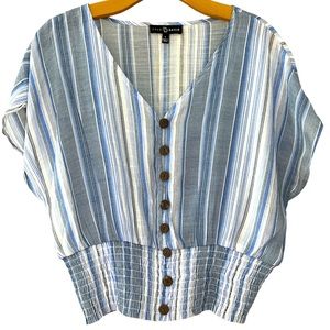 Fred David Batwing Striped V Neck Blouse  BL1